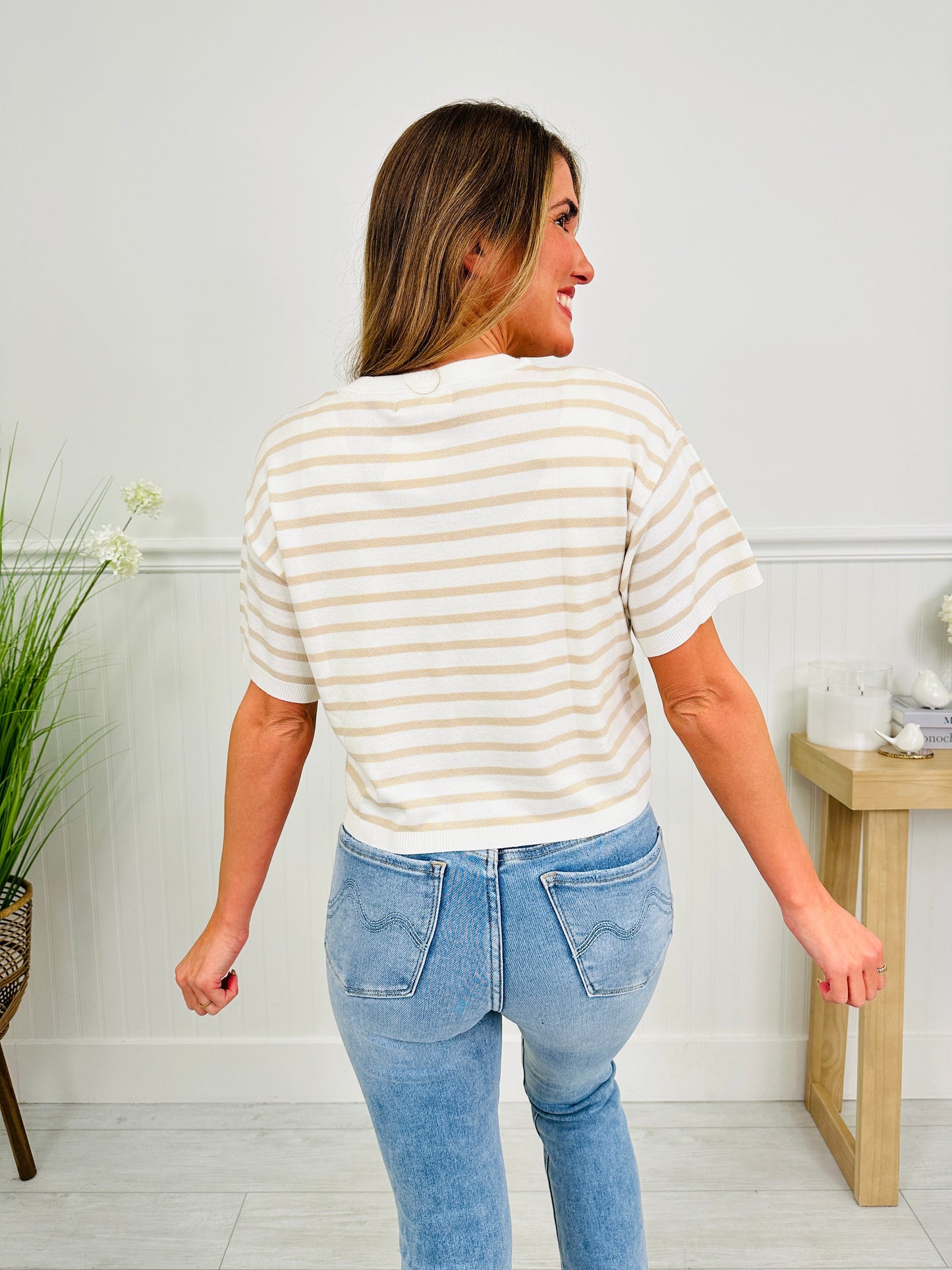 Signature Stripe Top In Taupe