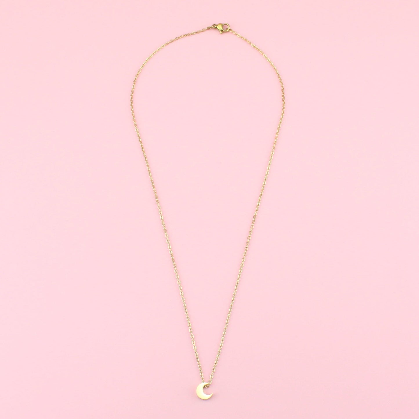Crescent Moon Charm Necklace (Gold Plated)