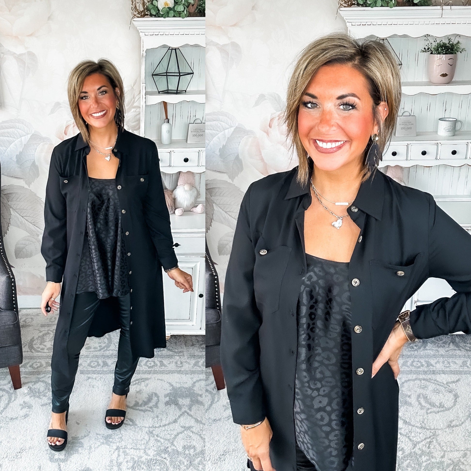 From the Top Button Down Dress - Black