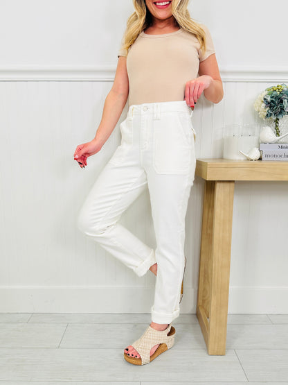 Judy Blue Out With The Old White Weekender Jeans