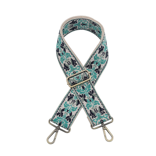 Crossbody Guitar Strap - Boho Vine Teal & Navy