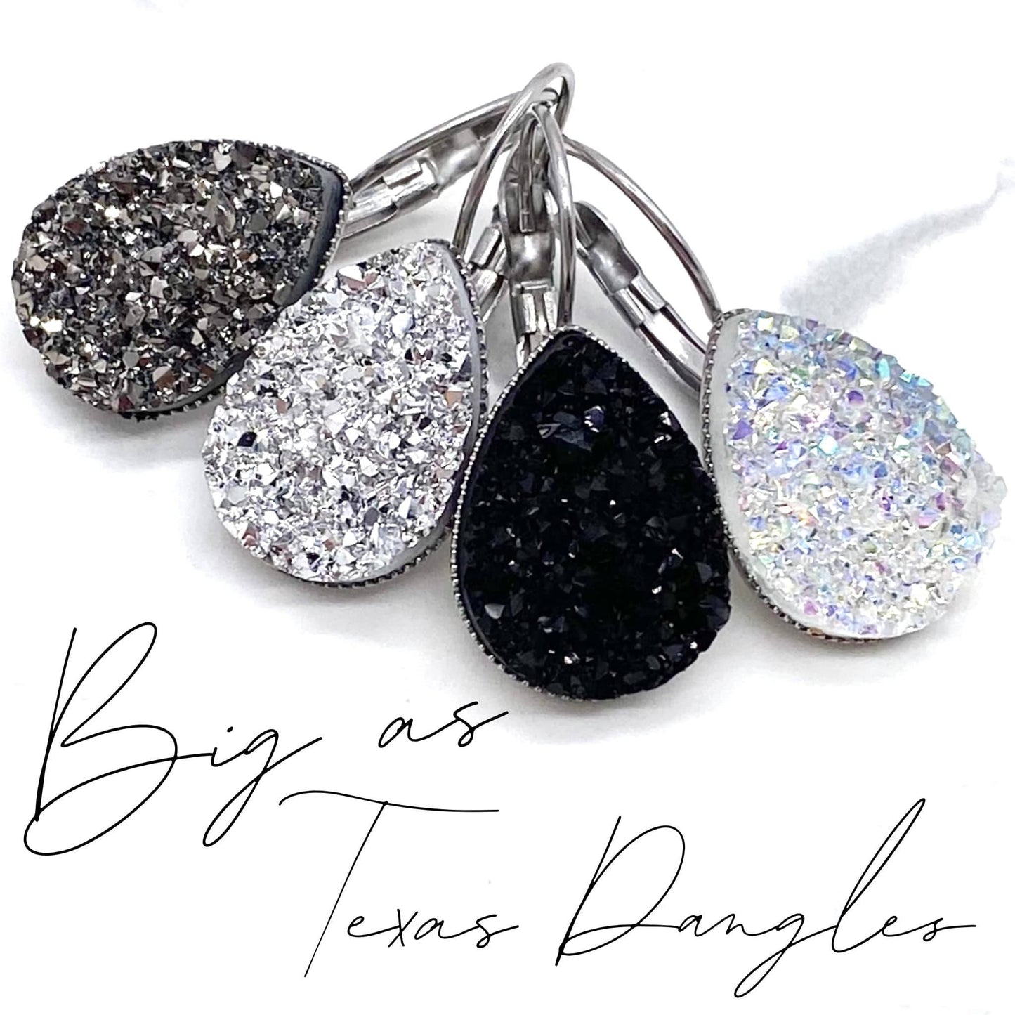 Big As Texas Teardrop Dangle Earrings - Black