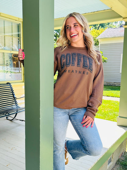 Coffee Weather Crewneck Sweatshirt in Chocolate