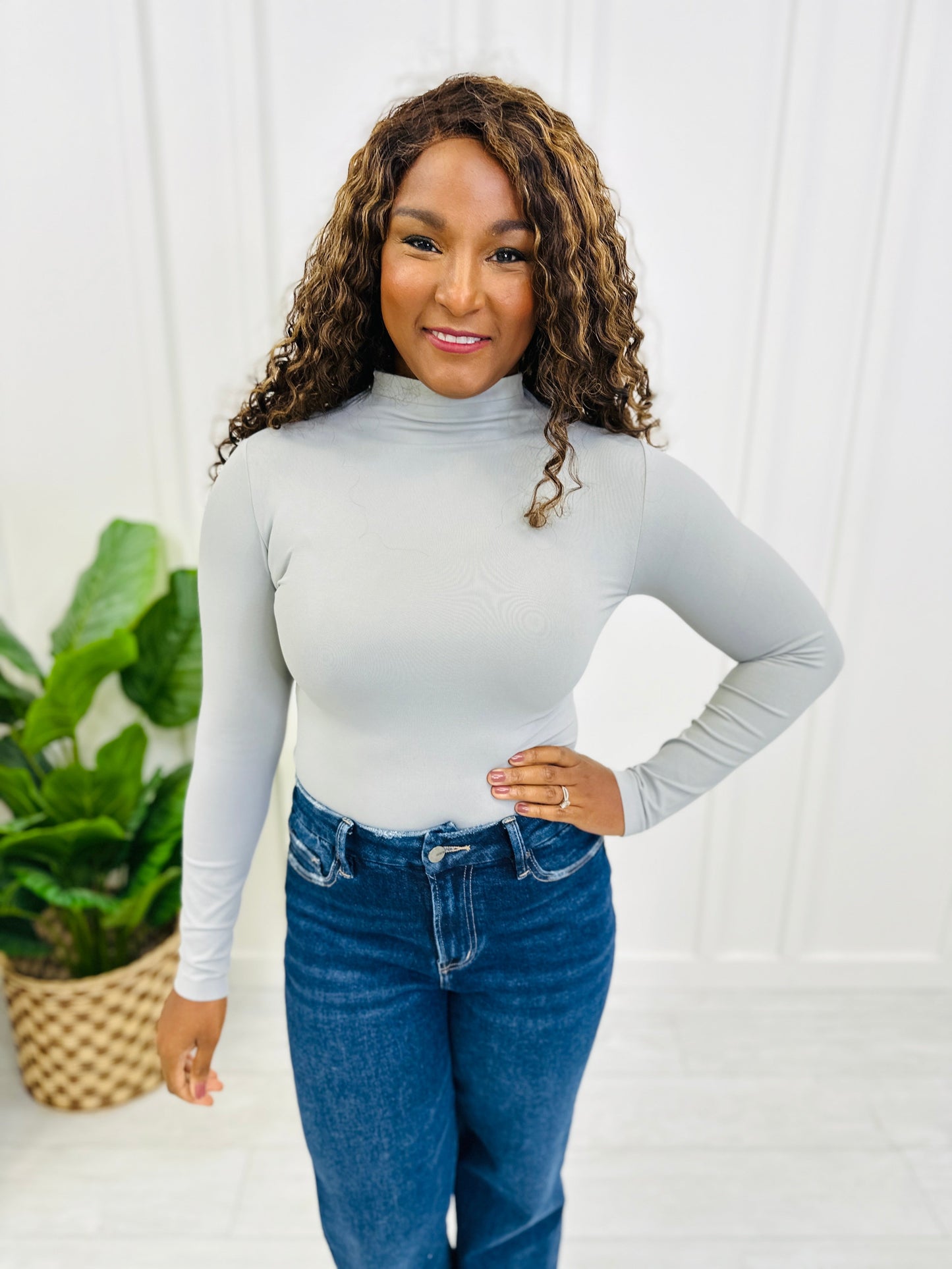 Seamless Mock Neck Long Sleeve Shapewear Top in Multiple Colors