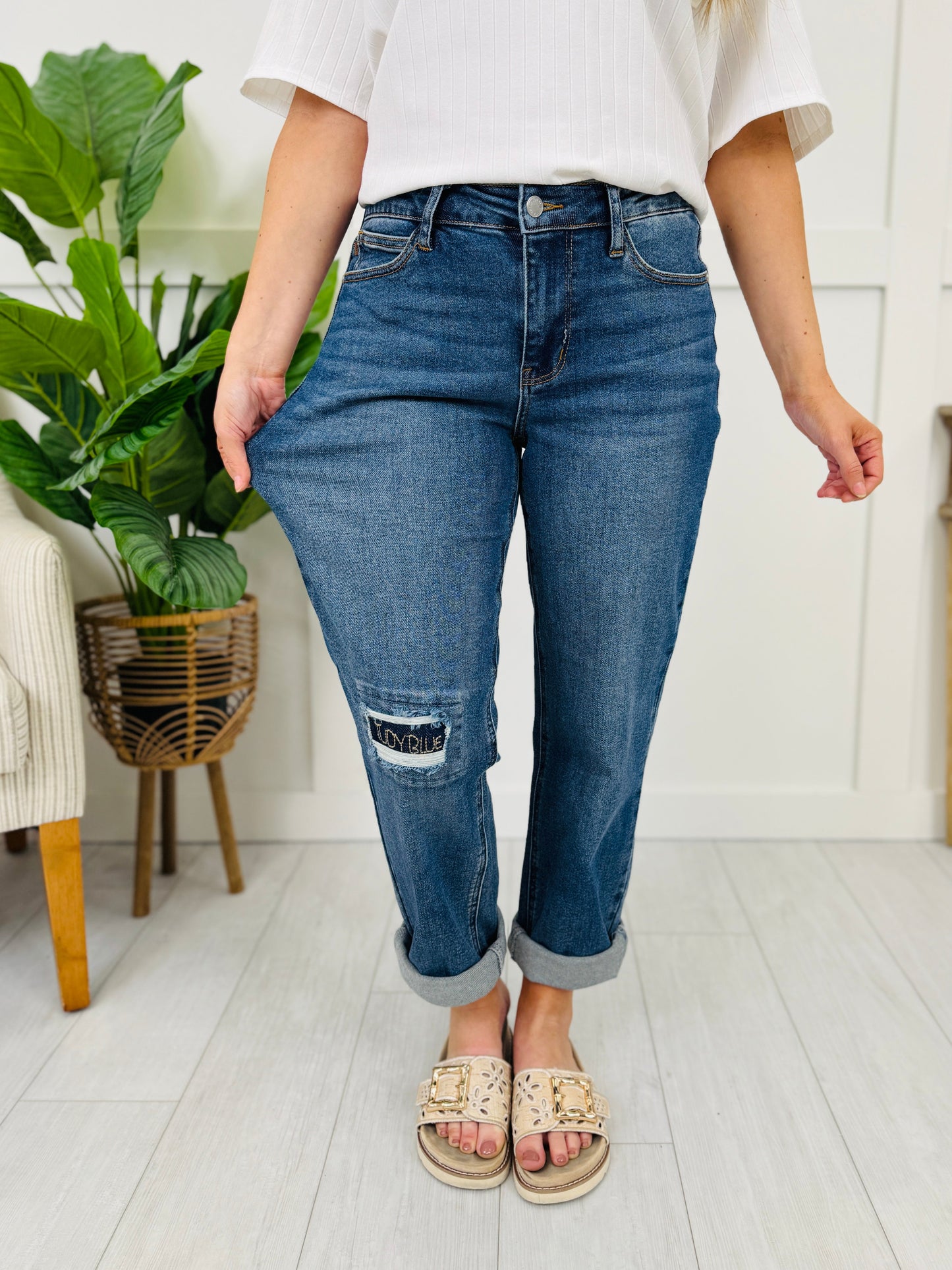 Judy Blue Patch Perfect Boyfriend Jeans