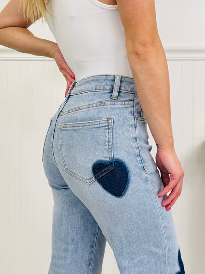 Heart Eyes Tummy Control Cropped Wide Leg Jeans