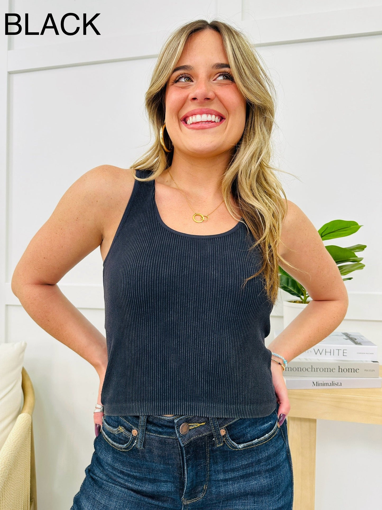 Seamless Reversible Stonewashed Ribbed Tank Top in Multiple Colors