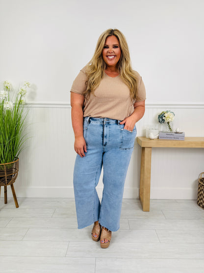 Summer Mood Cropped Wide Leg Jeans