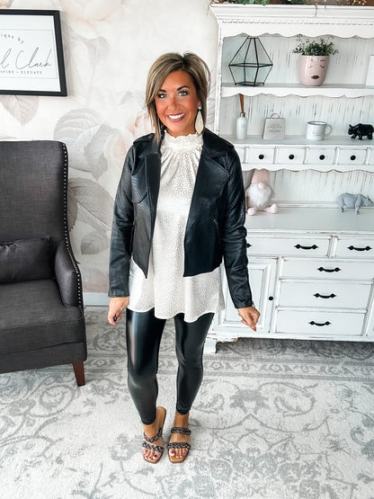 Free to Go Vegan Leather Biker Jacket