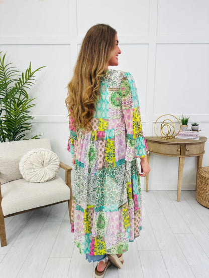 Spun In Rhythm Kimono in Green Mix