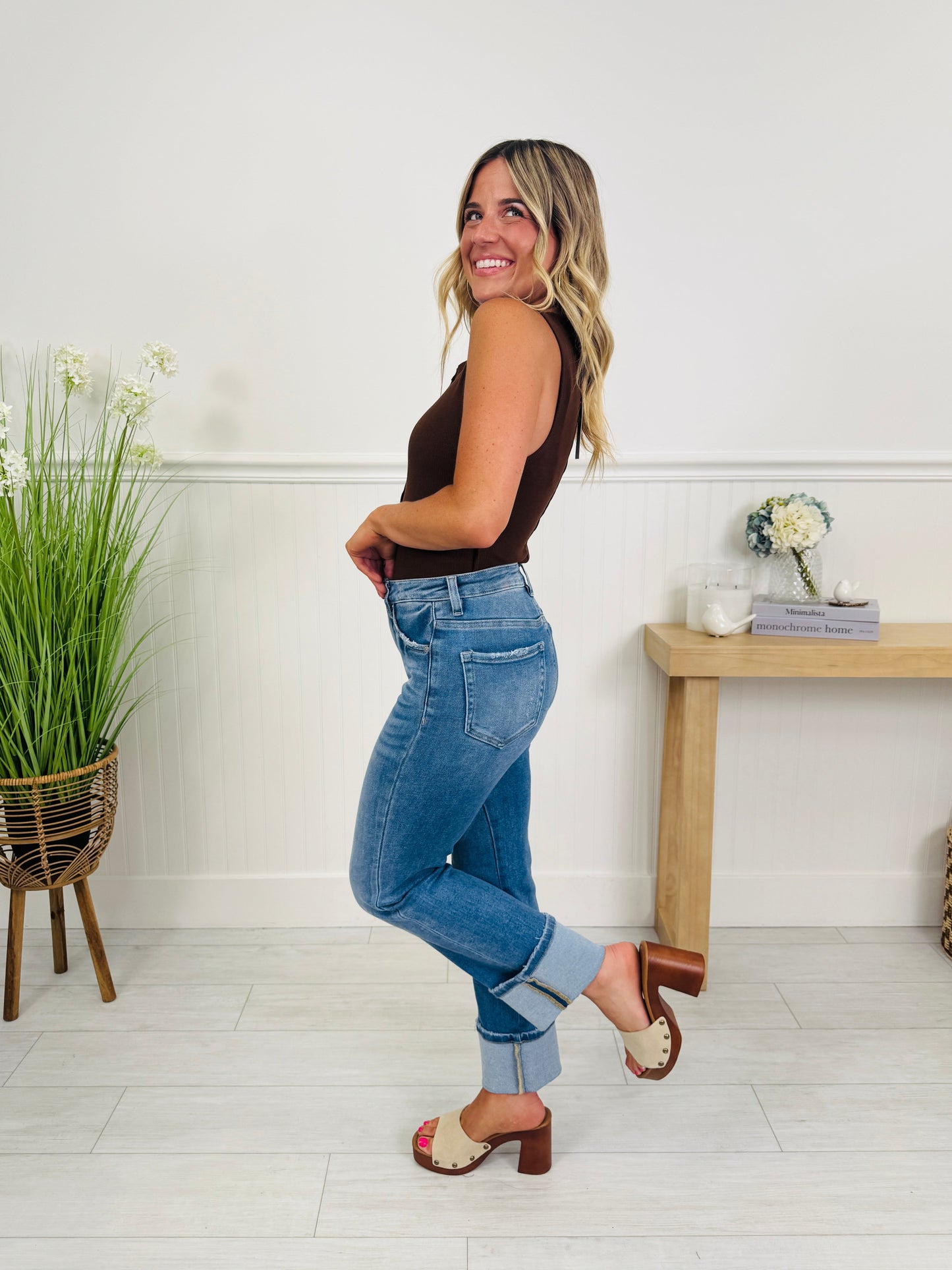 Show Up In Style Tummy Control Cropped Straight Jeans