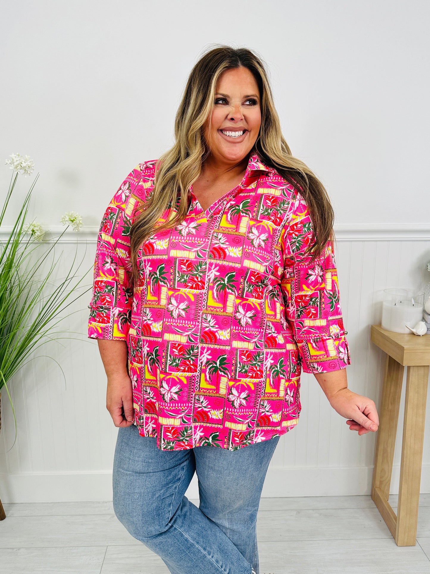 Bloom in Spring Top in Palm Print