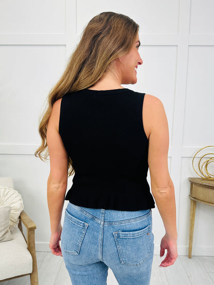 Frill Me Once Tank Top In Black