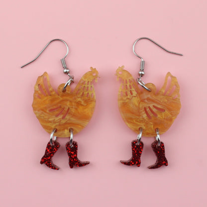 Cinnamon Chick Magnet Chicken Earrings