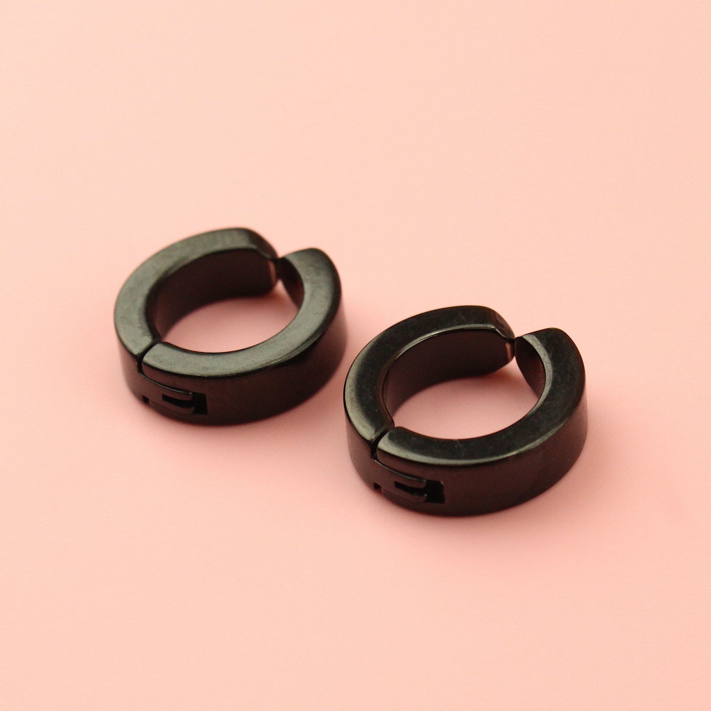 Clip on Huggie Hoop Earrings (Black)