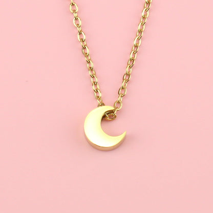 Crescent Moon Charm Necklace (Gold Plated)