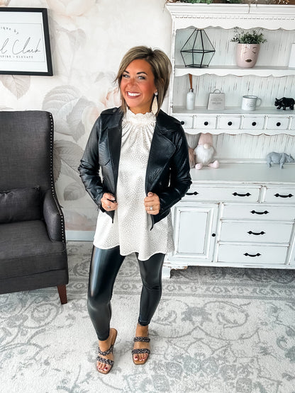 Free to Go Vegan Leather Biker Jacket