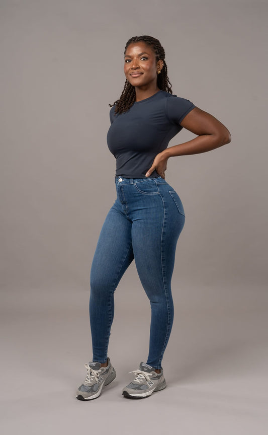 Womens 360 High Waisted Fitjeans - Sapphire Blue