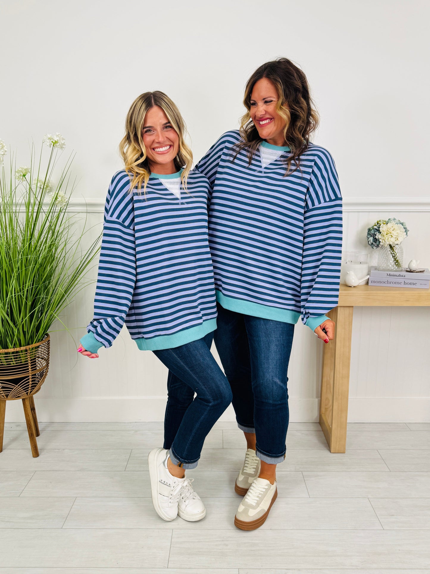 Stripe Story Pullover In Navy