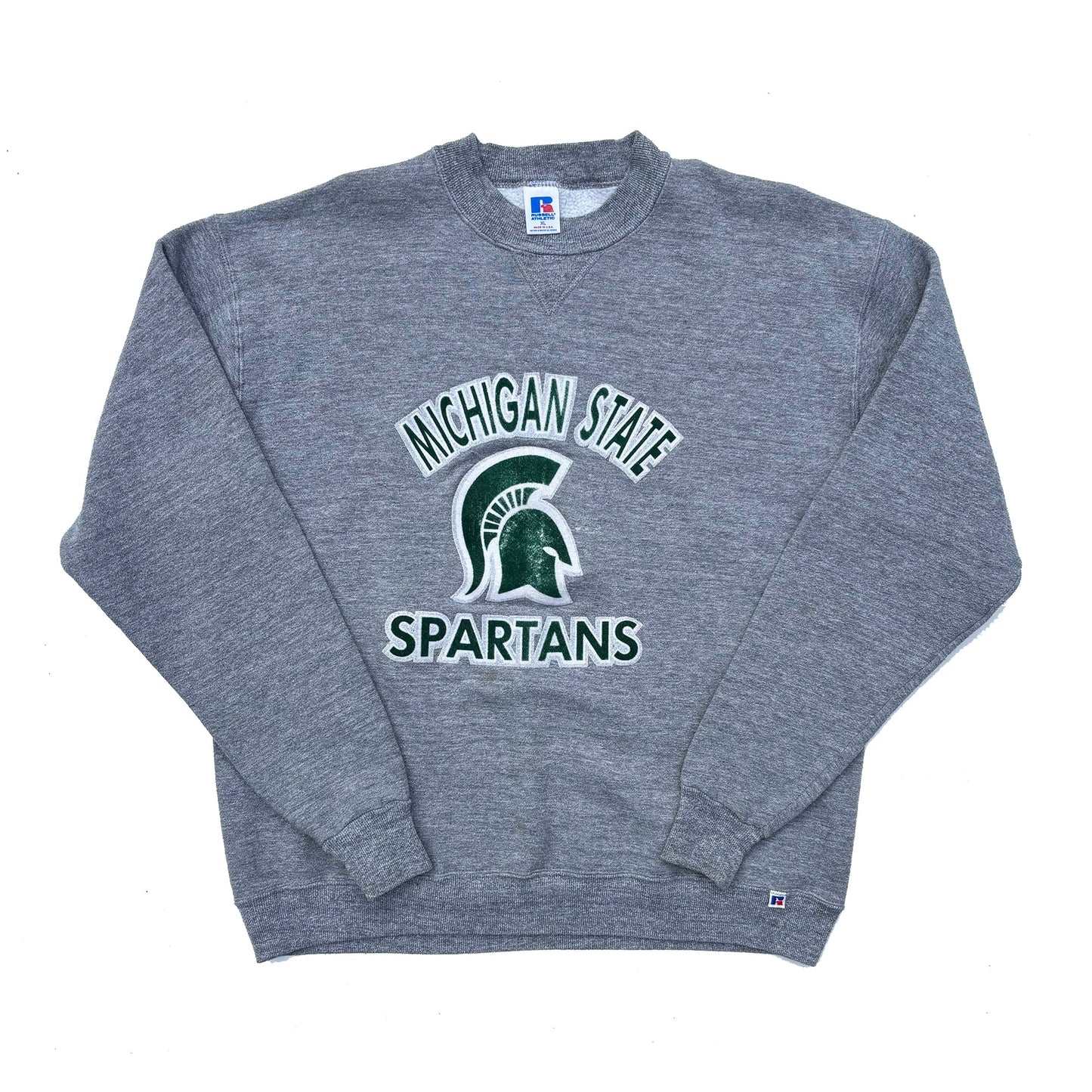 Michigan State University 80's Flocked Tri-Blend Russell Crew Sweatshirt XL