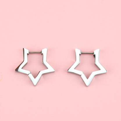 Chunky Star Huggie Hoop Earrings