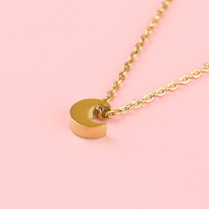 Crescent Moon Charm Necklace (Gold Plated)