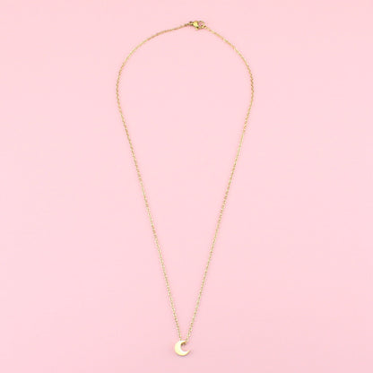 Crescent Moon Charm Necklace (Gold Plated)