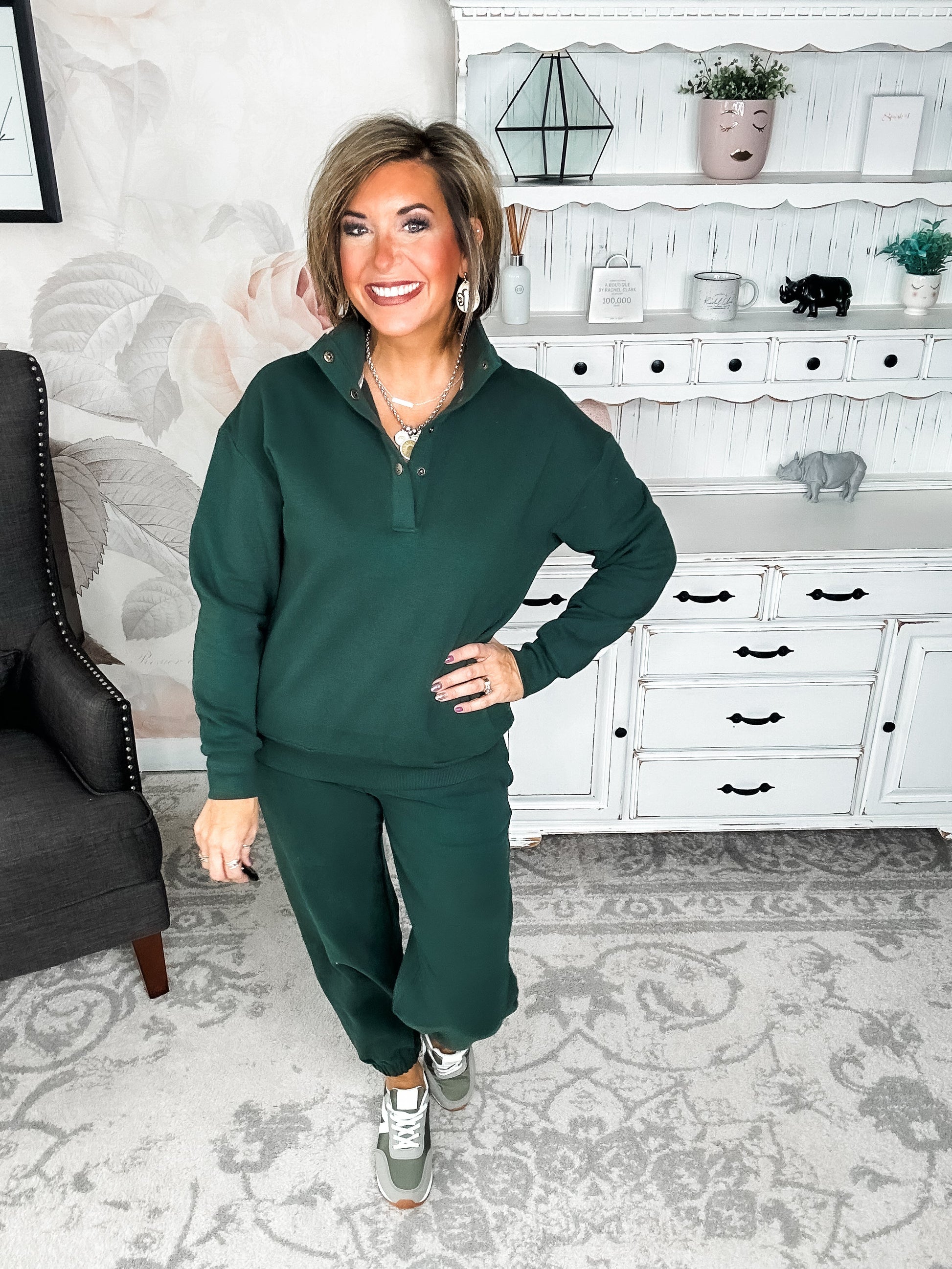 Ampersand Avenue Never Better Button Top - Forest Green