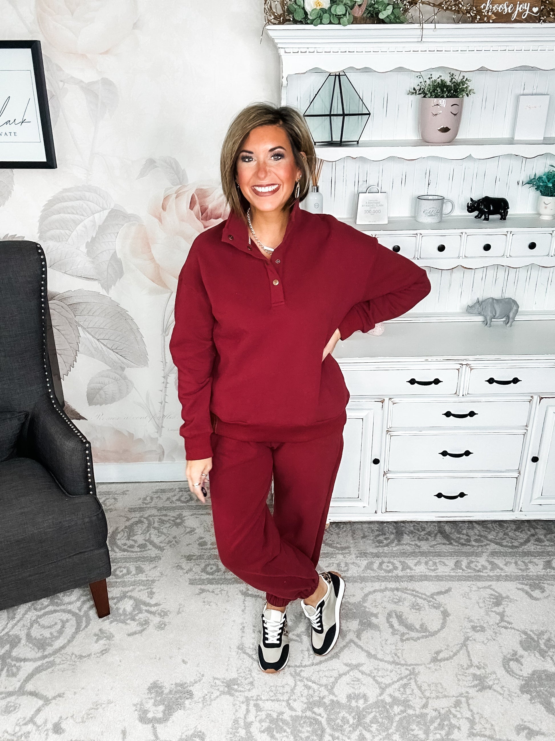 Ampersand Avenue Never Better Button Top - Wine