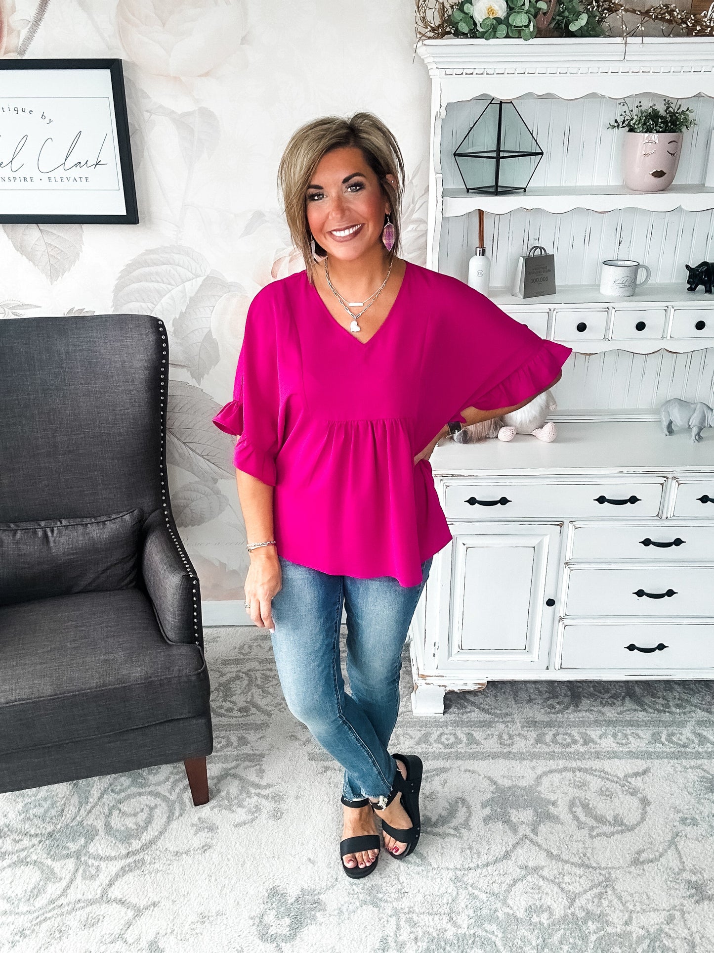 Close to Me Blouse - Magenta
