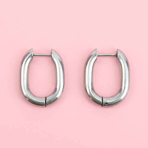 Chunky Oval Hoop Earrings