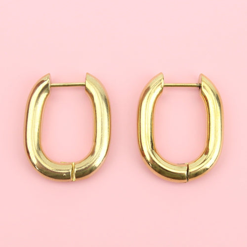 Chunky Oval Hoop Earrings (Gold Plated)