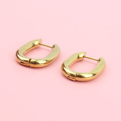 Chunky Oval Hoop Earrings (Gold Plated)
