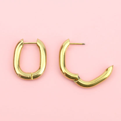 Chunky Oval Hoop Earrings (Gold Plated)