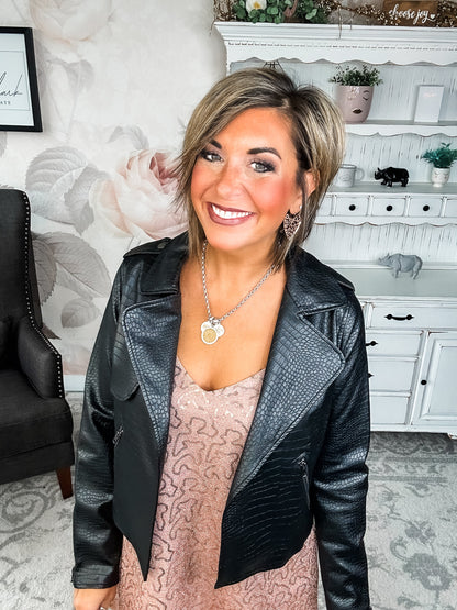 Free to Go Vegan Leather Biker Jacket