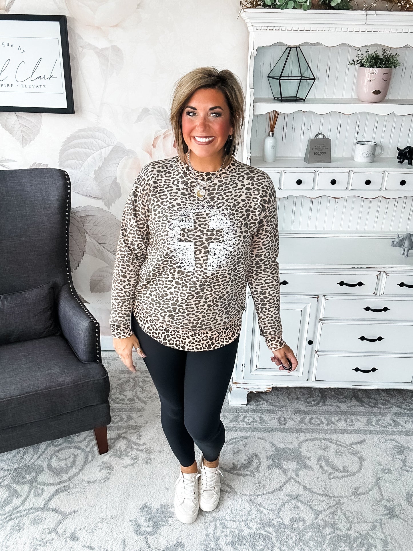Grunge Cross Leopard Pullover