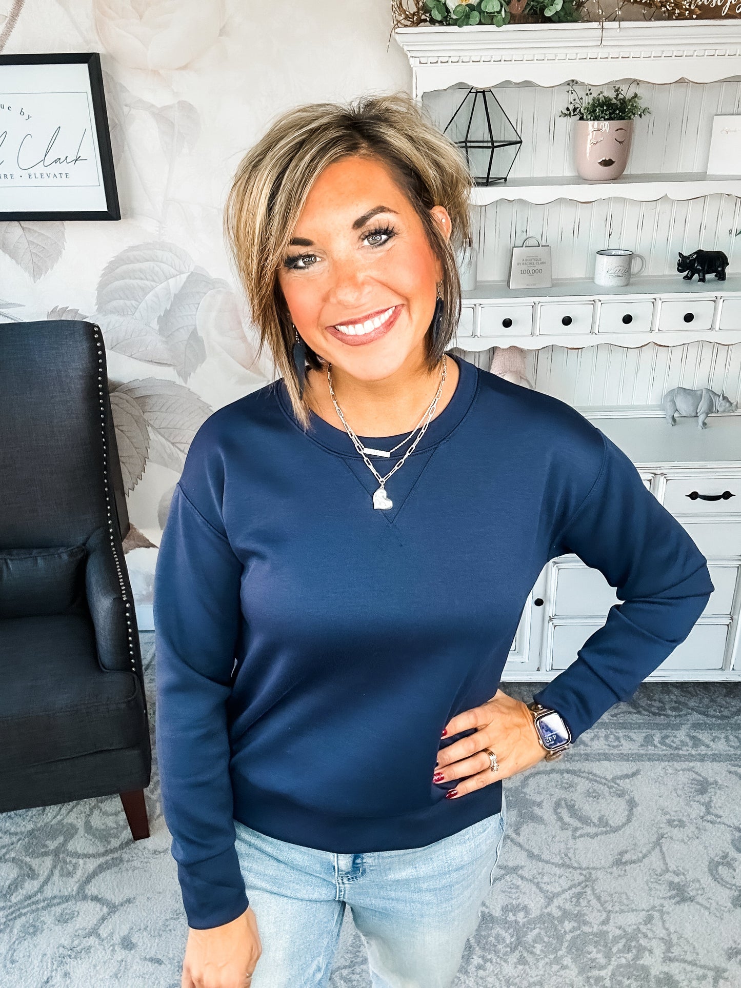 Cuddled Up On The Weekend Pullover - Navy