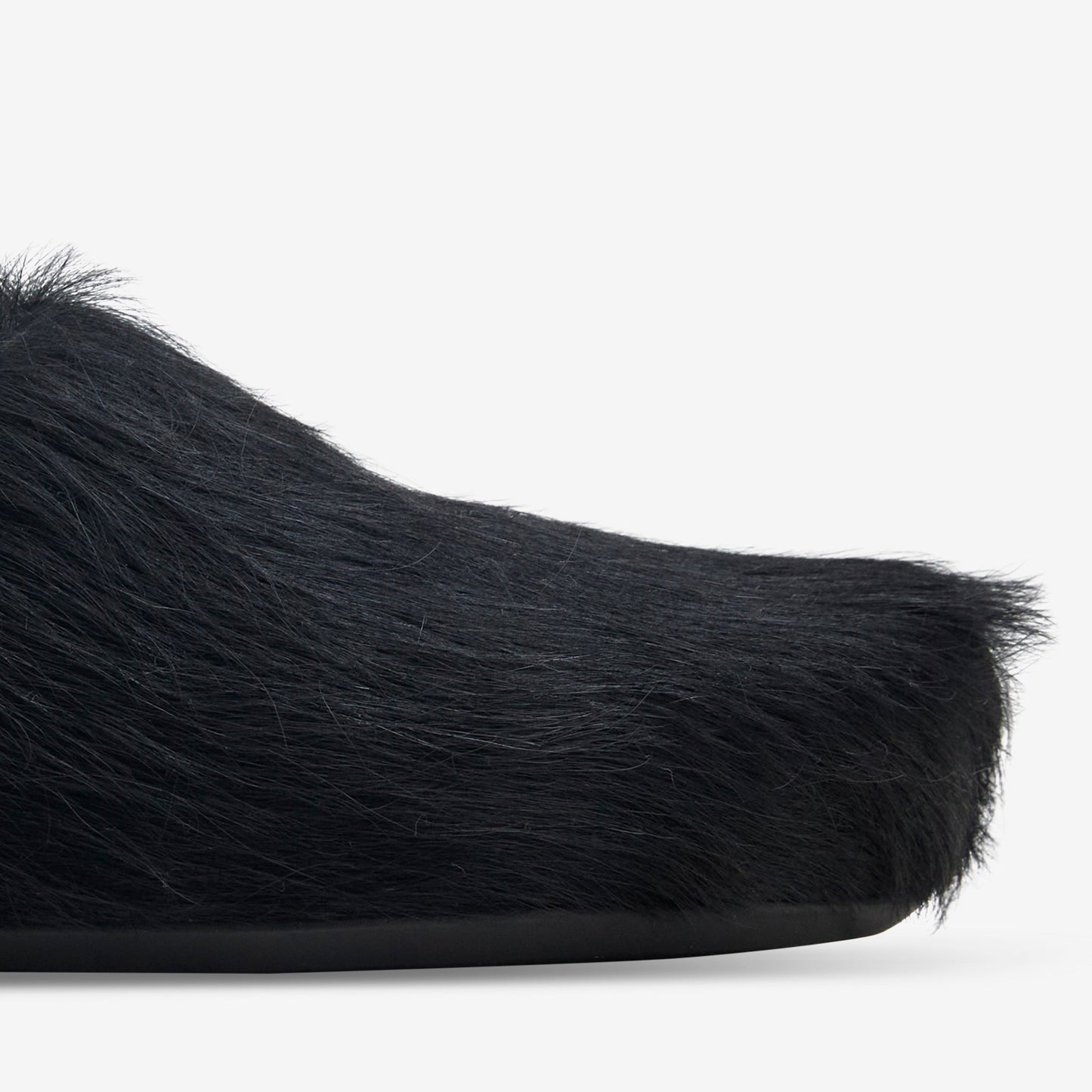 Long Hair Calfskin Fussbett Sabot Black