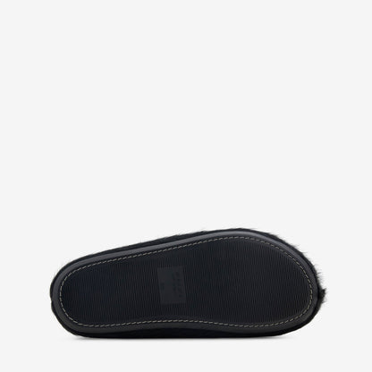Long Hair Calfskin Fussbett Sabot Black