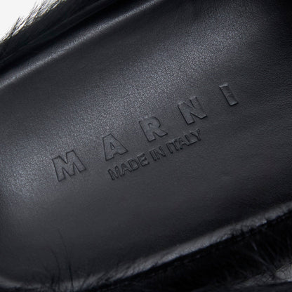 Long Hair Calfskin Fussbett Sabot Black