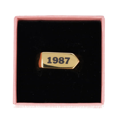 Chunky Customisable Birth Year Ring - Gold Plated