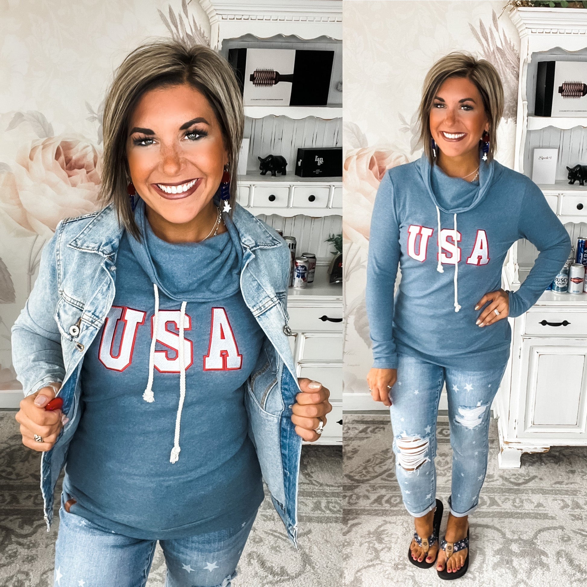 Ampersand Avenue Cowlneck Sweatshirt - Oh Say Can You See